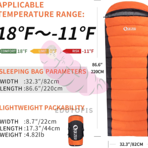 Down Sleeping Bag 600 Fill Power - Ultralight Cold Weather Gear